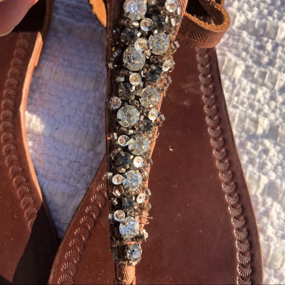 Jasper & Jeera Anthropologie Embellished Leather Thong Sandals - Picture 5 of 10